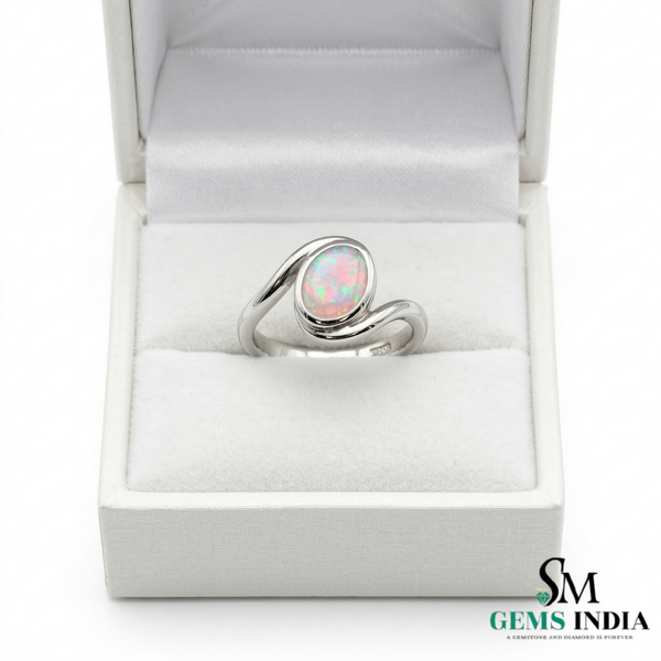 Oval Opal Bypass Ring – Modern Opal Engagement Ring