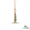 Fine Jewelry Three Stone Emerald ; Diamond Drop Pendant