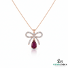 Chic Bow-Inspired Pear Ruby & Diamond Pendant in 14k gold Elegant Fine Jewelry