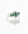 Marquise cut 1.40 carat Natural Emerald and Diamond Leaf Ring in 14k Gold