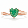 Heart Shape Natural Emerald Ring – Minimalist Solitaire Emerald Promise Ring