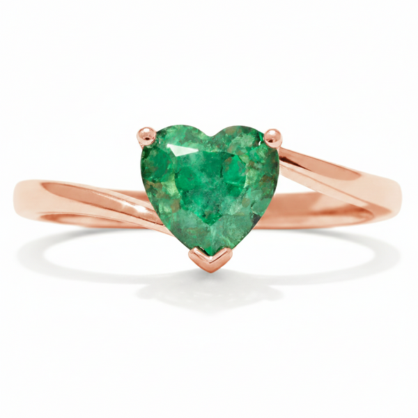 Heart Shape Natural Emerald Ring – Minimalist Solitaire Emerald Promise Ring