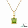 Princess Cut Peridot Solitaire Pendant Minimalist Square Gemstone Jewelry