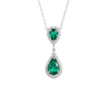 4 carat Double Pear Emerald and Diamond Halo Pendant in 14K Gold Gift for her