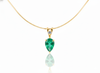 1.90 carat Natural Teardrop Emerald Pendant Necklace in 14k Gold with Diamond Accent