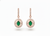 2 carat Natural Emerald Oval 14k Gold Dangle Earrings with Diamond Halo