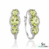 Elegant Oval Peridot & Diamond in 14k and 18kGold Hoop Earrings