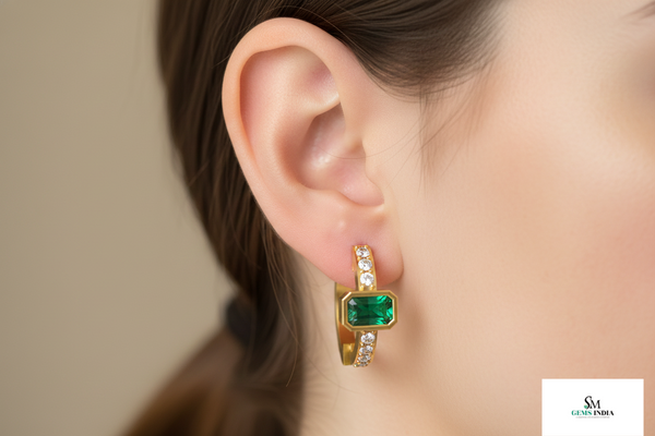 7,80 ct dunkelgrüne Statement-Ohrhänger mit großen sambischen Smaragden im Smaragd- und Ovalschliff, 18 Karat Gold, Smaragdohrringe, ovale Smaragdstifte (Kopie)