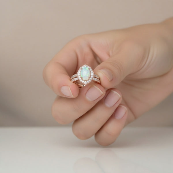 Doppelter Smaragd-Ring in offenem Design aus 14 Karat Gold – Band mit quadratisch und rund geschliffenen grünen Edelsteinen