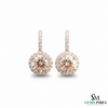 Round Cut Morganite Halo Earrings with Diamond Accents