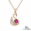 Swan Design Ruby Pendant with Diamond Accents Unique Animal Design Jewelry