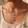 Dainty Emerald Necklace in 14K Gold Minimalist Round Emerald