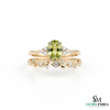 Oval Natural Green Peridot &amp; Diamond Two-Piece Ring Set in 14k and 18k gold - August birthstone