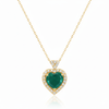 2.20 carat Genuine Emerald Heart Pendant with Diamond in 14K Gold