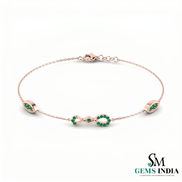 Emerald Station Chain Bracelet with Infinity Center – Minimal Gold Jewelry