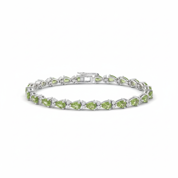 Classic Pear shape Peridot link Bracelet - Luxury Green Gemstone Jewelry
