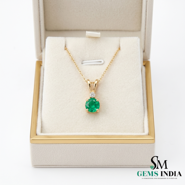 Round Cut Emerald Diamond Pendant Necklace – Minimalist Fine Jewelry