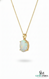 Oval Opal Diamond Halo Pendant Natural Gemstones Jewelry