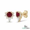 Round Ruby & Diamond Halo Stud Earrings Elegant Fine Jewelry Gift for Women