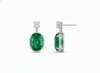2.50 carat Oval shape Natural Emerald and Diamond Stud Earrings in 14k Gold
