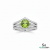 Oval Natural Peridot Diamond Ring with Split Band - August birthstone