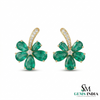 Natural Emerald Pear Cut Floral Earrings – Diamond Center Gold Studs
