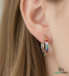 Round Rainbow Multi Gemstone Huggie Hoop Earrings - Fine Gemstone Jewelry