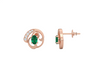1.50 carat Oval shape Natural Emerald Twist Stud Earrings in 14k Gold Diamond Accent Luxury Look