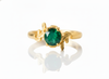 Natural Emerald Ring with Leaf Pattern Band Promise Ring in 14k Gold 1.10 carat Emerald Wedding RIng
