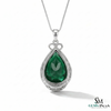 Pear Emerald Drop Pendant Necklace with Diamonds - Minimalist Fine Jewelry