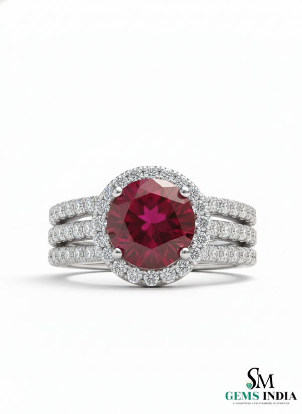 Natürlicher Rubin- und Diamant-Eulenring aus massivem 18-karätigem Gold, eleganter Eulenform-Ring