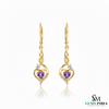 Elegant Heart-Shaped Amethyst Drop Earrings With Diamond