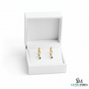 Emerald Drop Hoop Earrings in Gold – Round Emerald Dangle Huggie Earrings