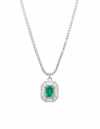 2.50 carat Green Emerald Diamond Halo Necklace With Luxury Emerald-Cut Pendant Anniversary gift