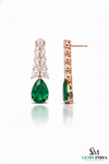 Pear Shape Emerald & Diamond Drop Earrings - Luxury Bridal Jewelry