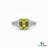 Natural Green Peridot & Diamond Ring – Emerald Cut in 14k and 18k Gold