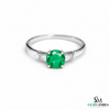 Round Cut Green Emerald Ring with Side Baguette Diamonds – Minimalist Fine Jewelry