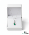 Classic Oval Green Emerald Diamond Teardrop Pendant - Green Gemstone Jewelry