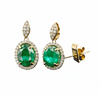 Vintage-Inspired Oval shape Natural Emerald Diamond Halo Earrings