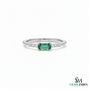 Mini Style Natural Emerald Baguette And Diamond Gift Ring - 14K Solid Gold Women Real Emerald Ring