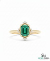 Emerald Cut Natural Emerald May Birthstone Women Engagement Ring 14k Fine Jewelry Gold Ring