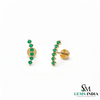 Round Emerald Vertical Bar Earrings in 14K Gold – Elegant Graduated Green Stone Stud Earrings