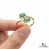 Double Oval Emerald Gold Ring – Modern Bypass Statement Ring