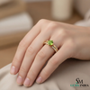 Natural Round Cut Peridot Faceted Gemstone Engagement Ring