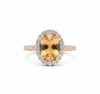 Oval Cut Citrine Ring with Diamond Halo - Citrine promise ring