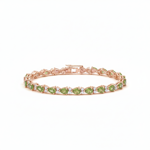 Classic Pear shape Peridot link Bracelet - Luxury Green Gemstone Jewelry