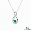 Round Natural Emerald Infinity Diamond Halo Pendant - Infinity pendant for women