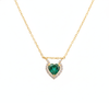 Romantic Natural Emerald Heart Necklace Green Gemstone with Diamond Frame Symbol of Love and Elegance