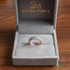 Turquoise Beaded Band Ring With Diamond Accent Rows - Gift For Her