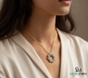 Timeless Oval Emerald & Diamond Circle Pendant – Fine Gold Jewelry